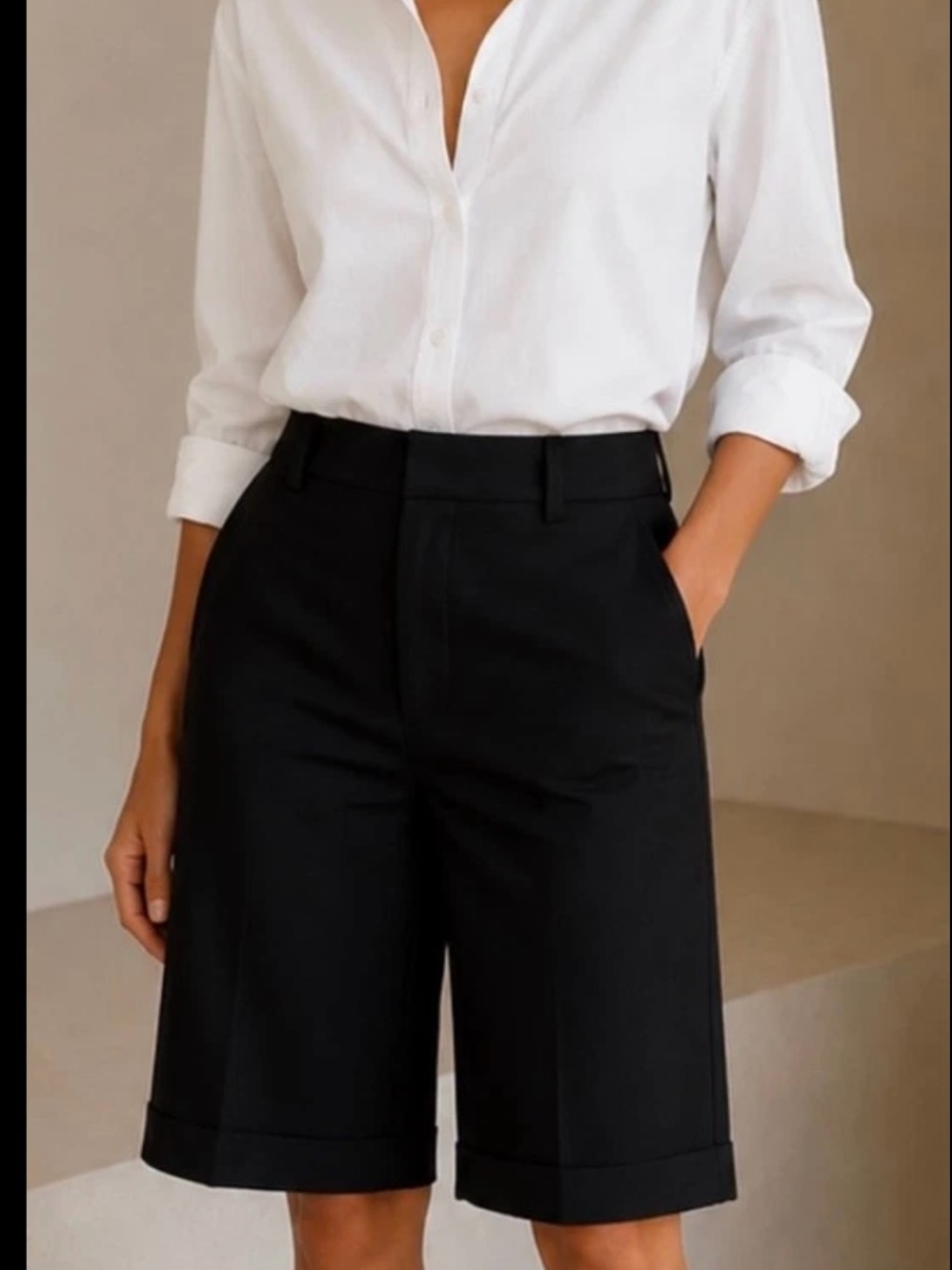 Burberry Black Tailored Dress Pleated Wool Bermuda Shorts